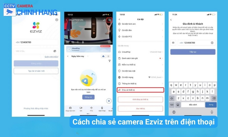 cách chia sẻ camera Ezviz